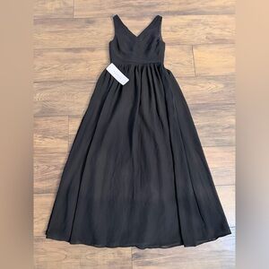 Azazie Black V-Neck Chiffon Junior Bridesmaids Dress NWT